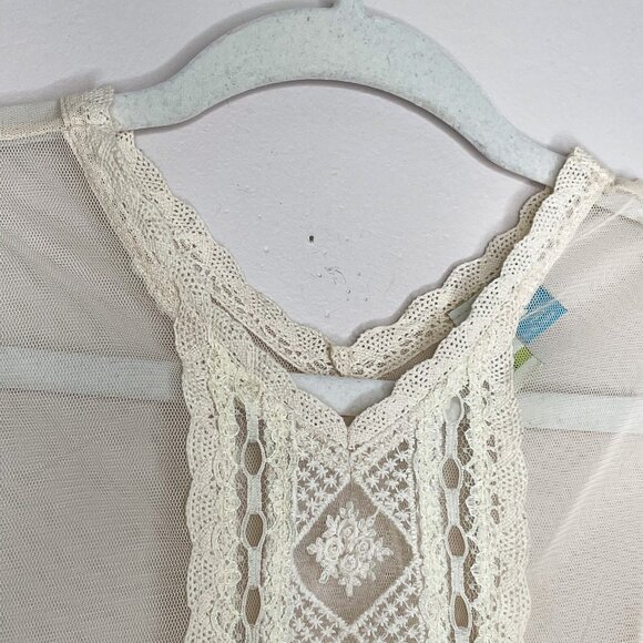 Blubyblu Girls Ivory Mesh Lace Dress Size 12‎ Vintage-Inspired Sleeveless Sheer - Picture 4 of 8